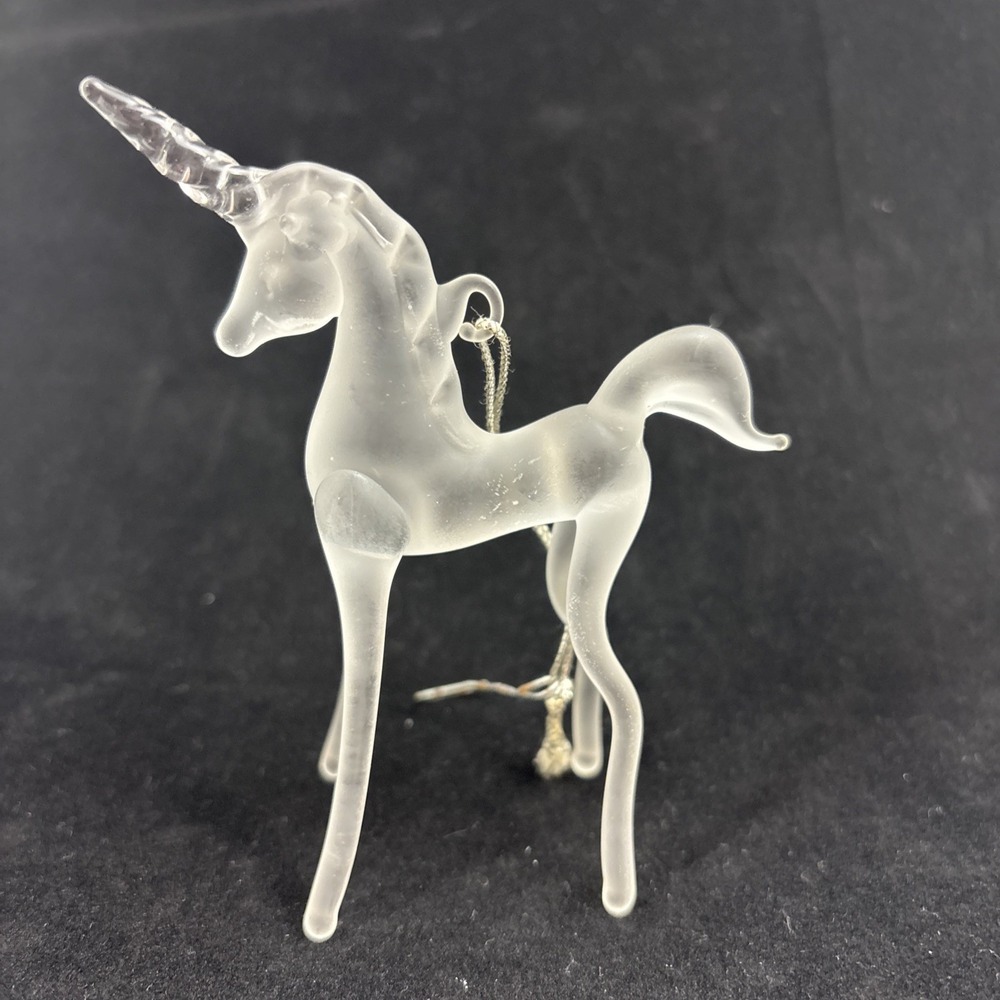 Unicorn Glass Ornament Frosted 4 In Tall
